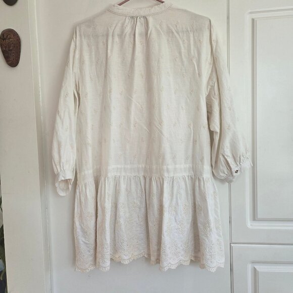 ZARA Cream Embroidered Boho Blouse/Tunic 100% cotton - Picture 10 of 13